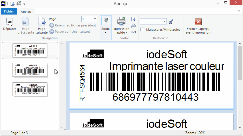 Impression sur rouleaux d'étiquettes - Inventif - iodeSoft