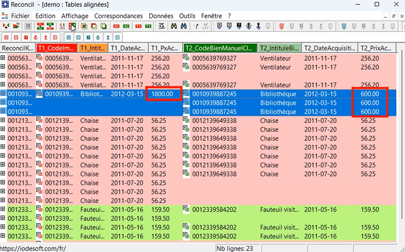 Reconcil, rapprochement de données - iodeSoft