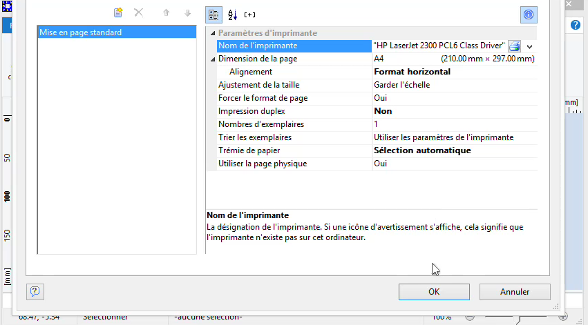 Réglage d'un modèle d'impression - Choix de l'imprimante - Inventif - iodeSoft